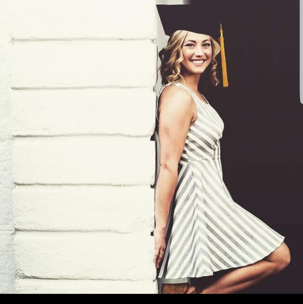 White and grey striped dress